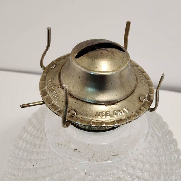 Vintage Diamond Pattern Glass Oil Lamp / Latern - Picture 2 of 4